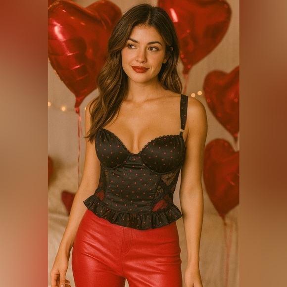 Y2k Valentine Hearts Bustier Top XL - Picture 1 of 9